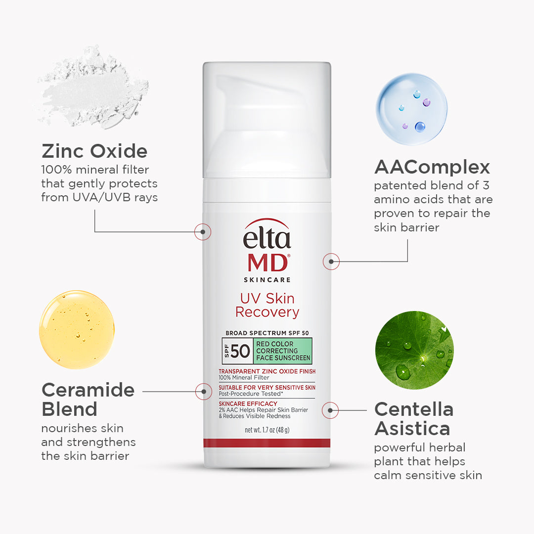 UV Skin Recovery Red Color Correcting Green Tint Broad Spectrum SPF 50